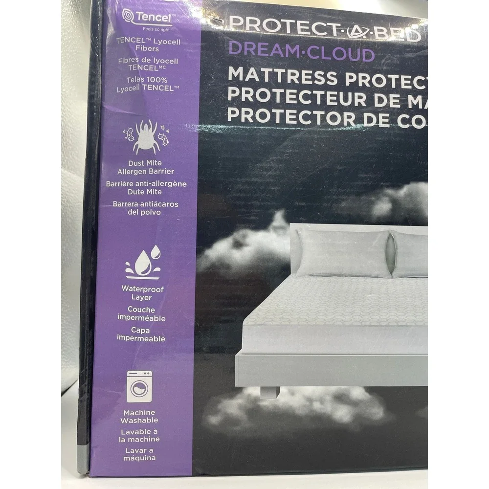Protect-A-Bed Dream-Cloud Mattress Protector Queen White NEW Waterproof Tencel